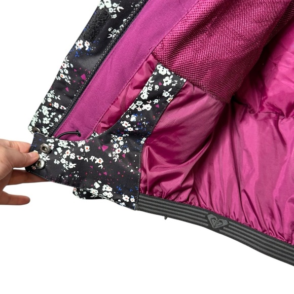 Roxy Black Floral Dry Flight Girl’s Snowboarding Faux Fur Hooded Jacket Sz XXL - Picture 5 of 13